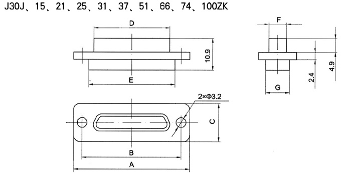 J30J series rectangular electrical connector